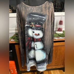 Festive Snowman Top - Black and White
